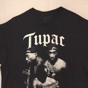 2Pac Tupac Rap Short Sleeve Graphic Crew Neck T Shirt Mens Size XL Black